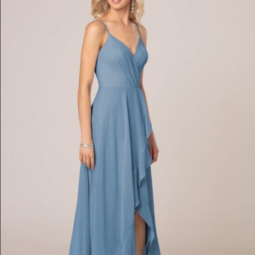 Sorella Vita Bluestone High-Low Bridesmaid Dress With Ruffle Detail